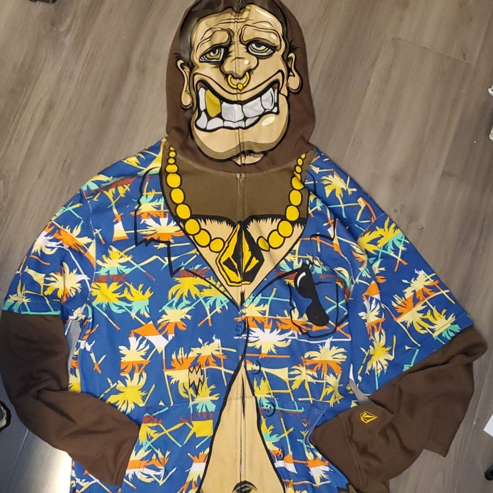 Volcom Da Boys Full Zip Over The Face Hoodie Monkey Pullover Sweater 🐒